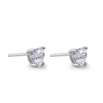 Sterling Silver 6X6mm Heart Cut Basket Setting CZ Earrings