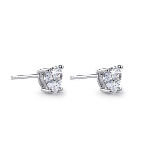 Sterling Silver 6X6mm Heart Cut Basket Setting CZ Earrings