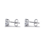 Sterling Silver 6X6mm Heart Cut Basket Setting CZ Earrings