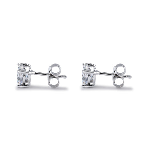 Sterling Silver 6X6mm Heart Cut Basket Setting CZ Earrings