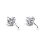 Sterling Silver 6X6mm Heart Cut Basket Setting CZ Earrings