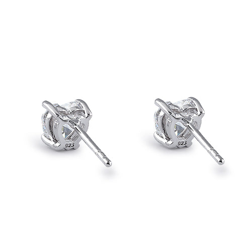 Sterling Silver 6X6mm Heart Cut Basket Setting CZ Earrings