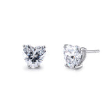 Sterling Silver 7X7mm Heart Cut Basket Setting CZ Earrings