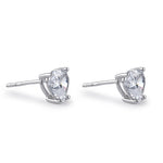 Sterling Silver 7X7mm Heart Cut Basket Setting CZ Earrings