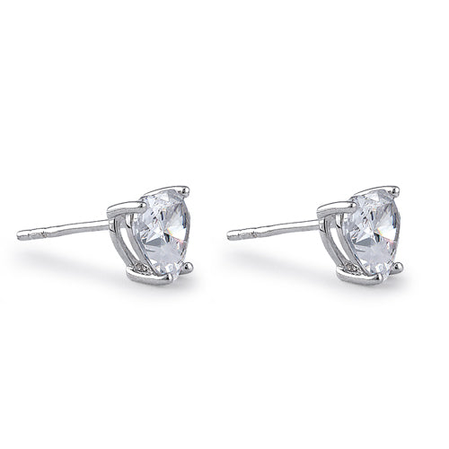 Sterling Silver 7X7mm Heart Cut Basket Setting CZ Earrings