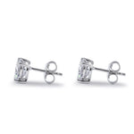 Sterling Silver 7X7mm Heart Cut Basket Setting CZ Earrings