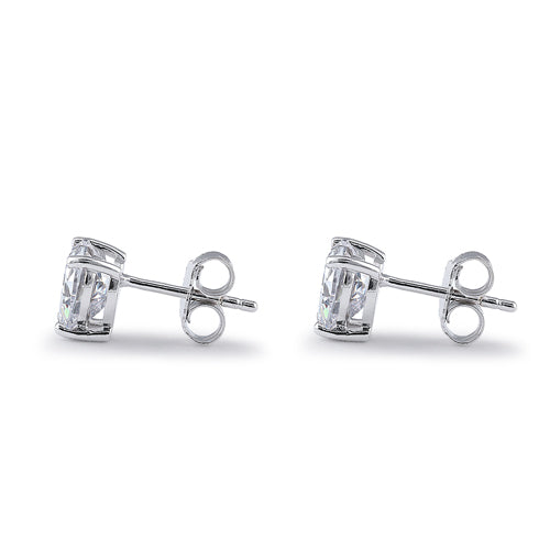 Sterling Silver 7X7mm Heart Cut Basket Setting CZ Earrings