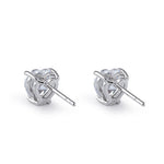 Sterling Silver 7X7mm Heart Cut Basket Setting CZ Earrings