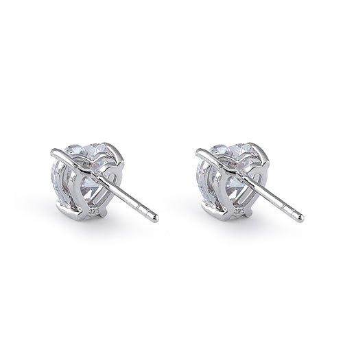 Sterling Silver 7X7mm Heart Cut Basket Setting CZ Earrings