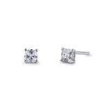 Sterling Silver 4X4mm Cushion Cut Basket Setting CZ Earrings