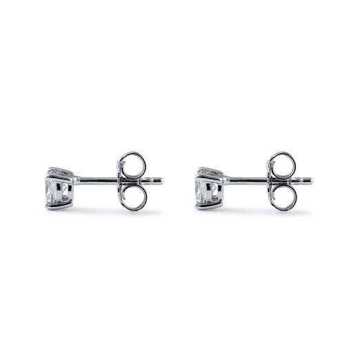 Sterling Silver 4X4mm Cushion Cut Basket Setting CZ Earrings