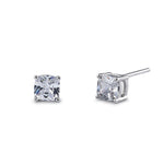 Sterling Silver 5X5mm Cushion Cut Basket Setting CZ Earrings