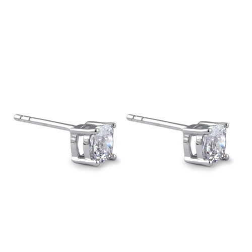 Sterling Silver 5X5mm Cushion Cut Basket Setting CZ Earrings