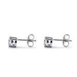 Sterling Silver 5X5mm Cushion Cut Basket Setting CZ Earrings