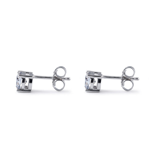 Sterling Silver 5X5mm Cushion Cut Basket Setting CZ Earrings