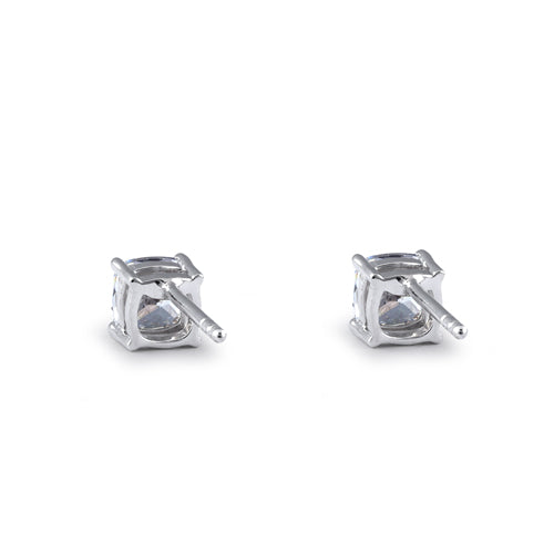 Sterling Silver 5X5mm Cushion Cut Basket Setting CZ Earrings