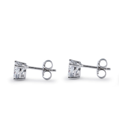 Sterling Silver 6X6mm Cushion Cut Basket Setting CZ Earrings