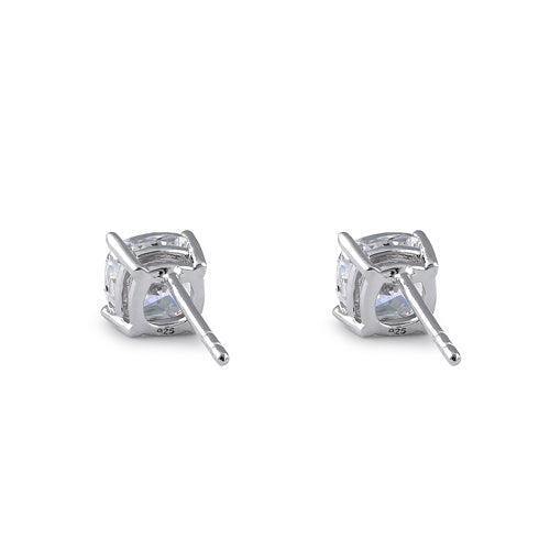 Sterling Silver 6X6mm Cushion Cut Basket Setting CZ Earrings