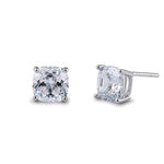 Sterling Silver 7X7mm Cushion Cut Basket Setting CZ Earrings