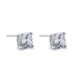 Sterling Silver 7X7mm Cushion Cut Basket Setting CZ Earrings