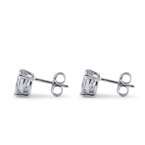 Sterling Silver 7X7mm Cushion Cut Basket Setting CZ Earrings