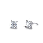 Sterling Silver 5X5mm Square Octagon Cut CZ Earrings