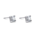 Sterling Silver 5X5mm Square Octagon Cut CZ Earrings