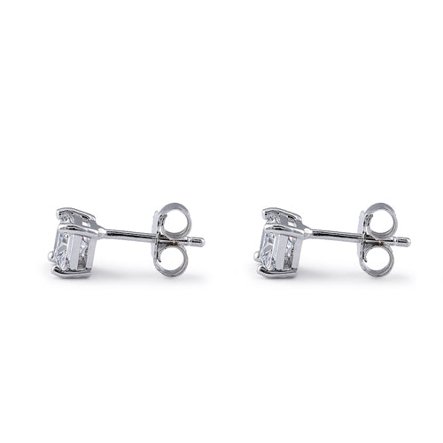 Sterling Silver 5X5mm Square Octagon Cut CZ Earrings