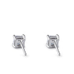 Sterling Silver 5X5mm Square Octagon Cut CZ Earrings