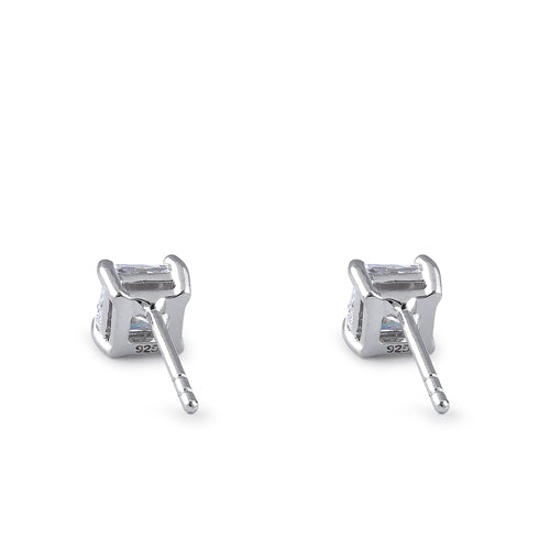 Sterling Silver 5X5mm Square Octagon Cut CZ Earrings