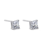 Sterling Silver 6X6mm Square Octagon Cut CZ Earrings