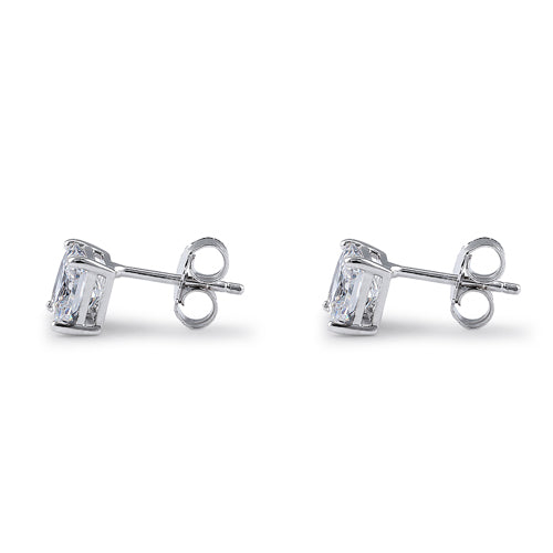 Sterling Silver 6X6mm Square Octagon Cut CZ Earrings