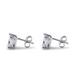 Sterling Silver 7X7mm Square Octagon Cut CZ Earrings