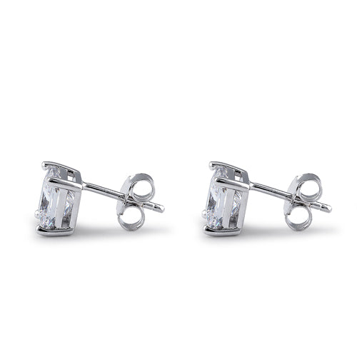 Sterling Silver 7X7mm Square Octagon Cut CZ Earrings