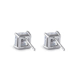 Sterling Silver 7X7mm Square Octagon Cut CZ Earrings