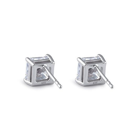 Sterling Silver 7X7mm Square Octagon Cut CZ Earrings