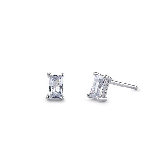Sterling Silver 3X5mm Radiant Octagon Cut CZ Earrings