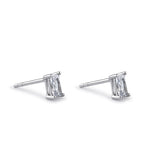 Sterling Silver 3X5mm Radiant Octagon Cut CZ Earrings
