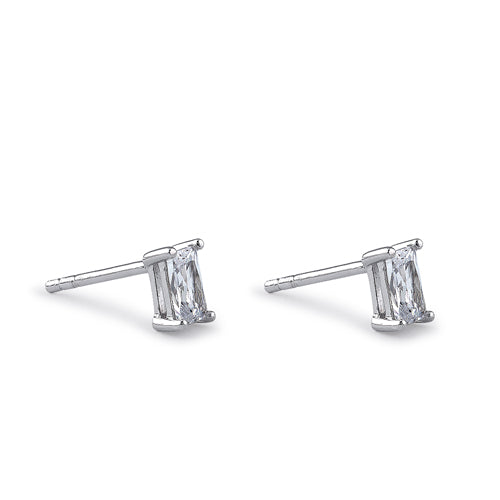 Sterling Silver 3X5mm Radiant Octagon Cut CZ Earrings