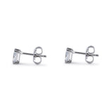 Sterling Silver 3X5mm Radiant Octagon Cut CZ Earrings