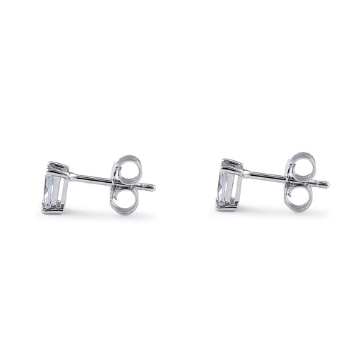 Sterling Silver 3X5mm Radiant Octagon Cut CZ Earrings