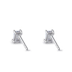 Sterling Silver 3X5mm Radiant Octagon Cut CZ Earrings