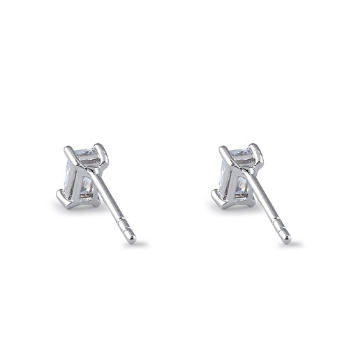 Sterling Silver 3X5mm Radiant Octagon Cut CZ Earrings