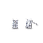 Sterling Silver 4X6mm Radiant Octagon Cut CZ Earrings