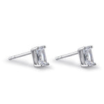 Sterling Silver 4X6mm Radiant Octagon Cut CZ Earrings