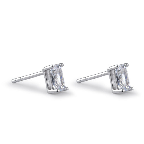 Sterling Silver 4X6mm Radiant Octagon Cut CZ Earrings