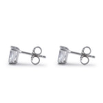 Sterling Silver 4X6mm Radiant Octagon Cut CZ Earrings