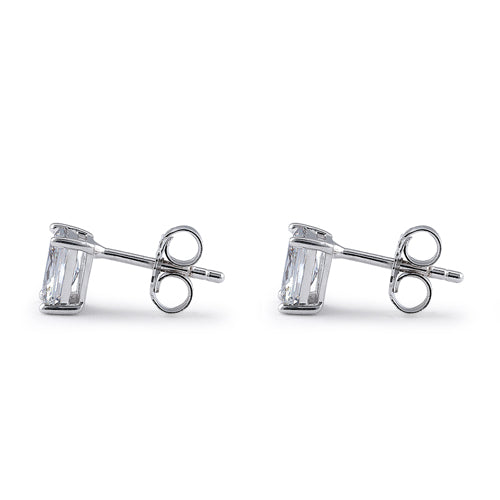 Sterling Silver 4X6mm Radiant Octagon Cut CZ Earrings