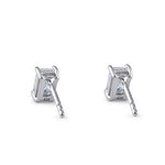 Sterling Silver 4X6mm Radiant Octagon Cut CZ Earrings