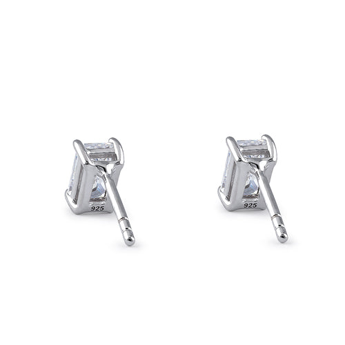 Sterling Silver 4X6mm Radiant Octagon Cut CZ Earrings